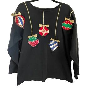 Chaus Sport Black With Ornaments Top - XL